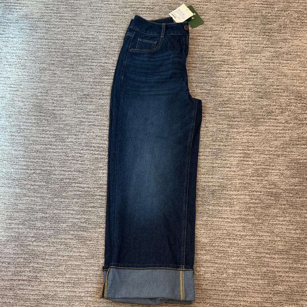 HALARA Women's Wide Leg Dark Blue Cuffed Jeans.  NEW WITH TAGS - Picture 10 of 10